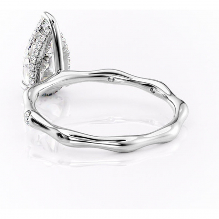 Inel de logodnă Bijou din aur Alb 14kt cu moissanite tăietură pară – Pietre laterale rafinată pentru profil înalt | Personalizează și configurează gratuit online [3]