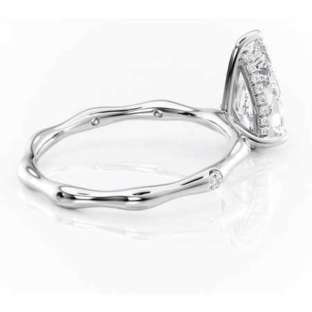 Inel de logodnă Bijou din aur Alb 14kt cu moissanite tăietură pară – Pietre laterale rafinată pentru profil înalt | Personalizează și configurează gratuit online [2]