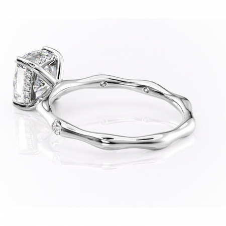 Inel de logodnă Bijou din aur Alb 14kt cu moissanite tăietură pernă – Pietre laterale rafinată pentru profil înalt | Personalizează și configurează gratuit online [4]