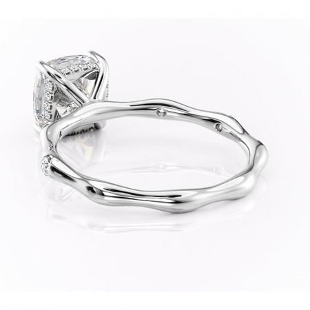 Inel de logodnă Bijou din aur Alb 14kt cu moissanite tăietură pernă – Pietre laterale rafinată pentru profil înalt | Personalizează și configurează gratuit online [3]