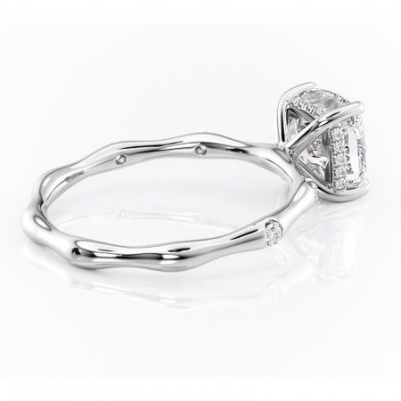 Inel de logodnă Bijou din aur Alb 14kt cu moissanite tăietură pernă – Pietre laterale rafinată pentru profil înalt | Personalizează și configurează gratuit online [2]