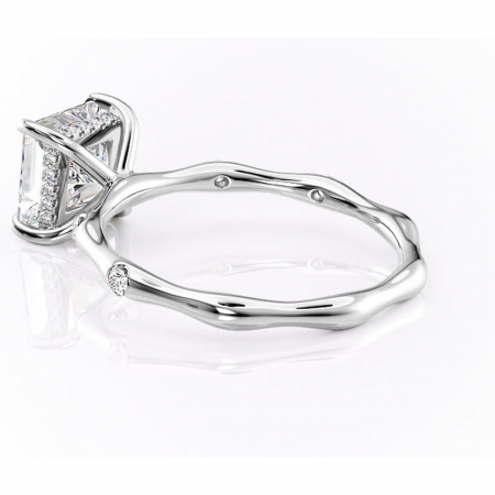 Inel de logodnă Bijou din aur Alb 14kt cu moissanite tăietură princess – Pietre laterale rafinată pentru profil înalt | Personalizează și configurează gratuit online [4]