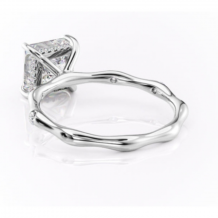 Inel de logodnă Bijou din aur Alb 14kt cu moissanite tăietură princess – Pietre laterale rafinată pentru profil înalt | Personalizează și configurează gratuit online [3]