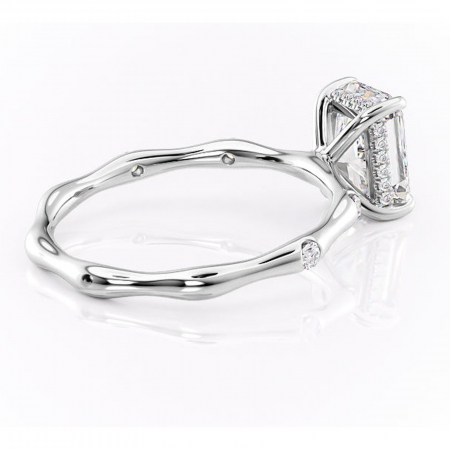 Inel de logodnă Bijou din aur Alb 18kt cu moissanite tăietură radiantă – Pietre laterale rafinată pentru profil înalt | Personalizează și configurează gratuit online [2]