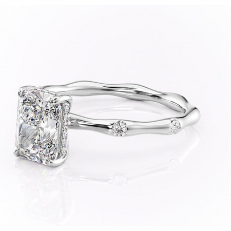 Inel de logodnă Bijou din aur Alb 18kt cu moissanite tăietură radiantă – Pietre laterale rafinată pentru profil înalt | Personalizează și configurează gratuit online [6]