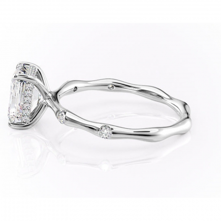 Inel de logodnă Bijou din aur Alb 18kt cu moissanite tăietură radiantă – Pietre laterale rafinată pentru profil înalt | Personalizează și configurează gratuit online [5]