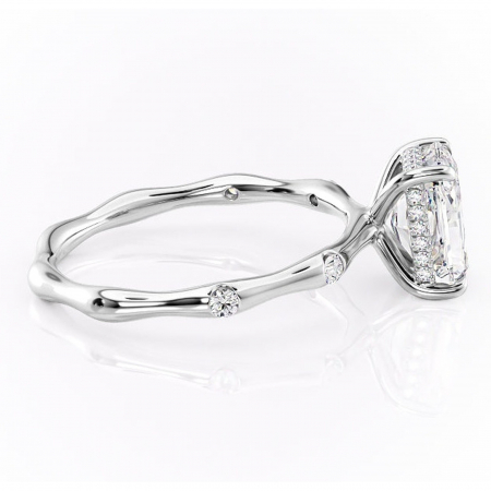 Inel de logodnă Bijou din aur Alb 18kt cu moissanite tăietură radiantă – Pietre laterale rafinată pentru profil înalt | Personalizează și configurează gratuit online [1]