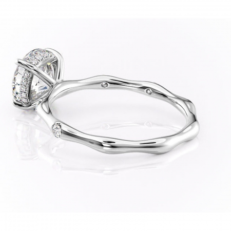 Inel de logodnă Bijou din aur Alb 14kt cu moissanite tăietură rotundă – Pietre laterale rafinată pentru profil înalt | Personalizează și configurează gratuit online [4]