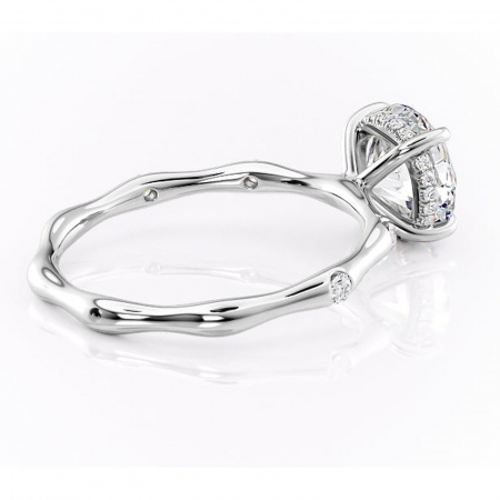 Inel de logodnă Bijou din aur Alb 14kt cu moissanite tăietură rotundă – Pietre laterale rafinată pentru profil înalt | Personalizează și configurează gratuit online [2]