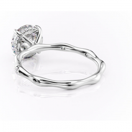 Inel de logodnă Bijou din aur Alb 14kt cu moissanite tăietură rotundă – Pietre laterale rafinată pentru profil înalt | Personalizează și configurează gratuit online [3]