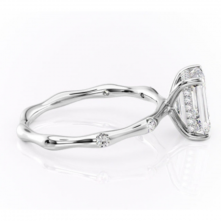 Inel de logodnă Bijou din aur Alb 14kt cu moissanite tăietură smarald – Pietre laterale rafinată pentru profil înalt | Personalizează și configurează gratuit online [1]