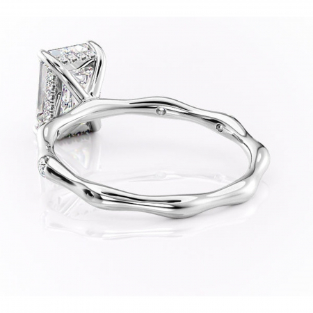 Inel de logodnă Bijou din aur Alb 14kt cu moissanite tăietură smarald – Pietre laterale rafinată pentru profil înalt | Personalizează și configurează gratuit online [3]