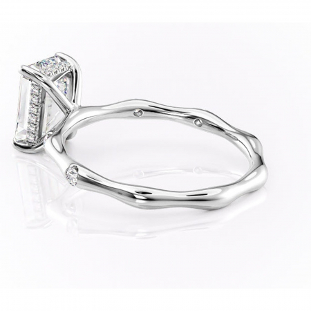 Inel de logodnă Bijou din aur Alb 14kt cu moissanite tăietură smarald – Pietre laterale rafinată pentru profil înalt | Personalizează și configurează gratuit online [4]