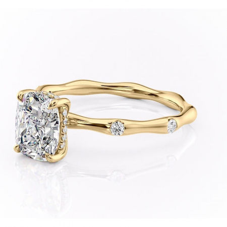 Inel de logodnă Bijou din aur Galben 14kt cu moissanite tăietură asscher – Pietre laterale rafinată pentru profil înalt | Personalizează și configurează gratuit online [6]