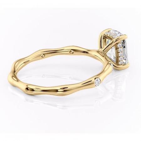 Inel de logodnă Bijou din aur Galben 14kt cu moissanite tăietură asscher – Pietre laterale rafinată pentru profil înalt | Personalizează și configurează gratuit online [2]