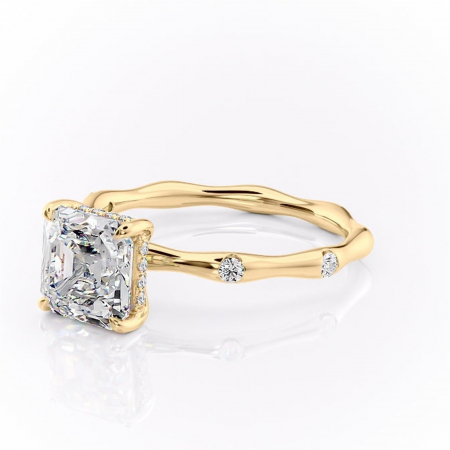 Inel de logodnă Bijou din aur Galben 14kt cu moissanite tăietură asscher – Pietre laterale rafinată pentru profil înalt | Personalizează și configurează gratuit online [6]