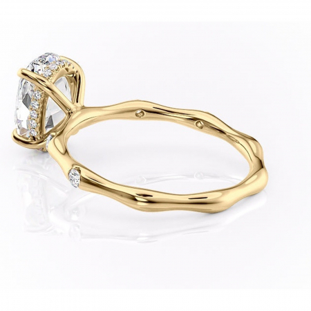 Inel de logodnă Bijou din aur Galben 18kt cu moissanite tăietură ovală – Pietre laterale rafinată pentru profil înalt | Personalizează și configurează gratuit online [4]