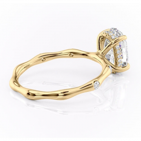 Inel de logodnă Bijou din aur Galben 18kt cu moissanite tăietură ovală – Pietre laterale rafinată pentru profil înalt | Personalizează și configurează gratuit online [2]