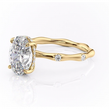 Inel de logodnă Bijou din aur Galben 18kt cu moissanite tăietură ovală – Pietre laterale rafinată pentru profil înalt | Personalizează și configurează gratuit online [6]