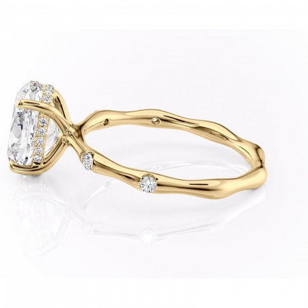 Inel de logodnă Bijou din aur Galben 18kt cu moissanite tăietură ovală – Pietre laterale rafinată pentru profil înalt | Personalizează și configurează gratuit online [5]