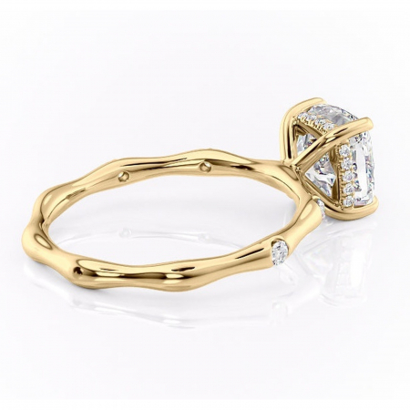 Inel de logodnă Bijou din aur Galben 14kt cu moissanite tăietură pernă – Pietre laterale rafinată pentru profil înalt | Personalizează și configurează gratuit online [2]