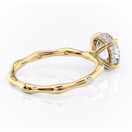 Inel de logodnă Bijou din aur Galben 14kt cu moissanite tăietură rotundă – Pietre laterale rafinată pentru profil înalt | Personalizează și configurează gratuit online [2]