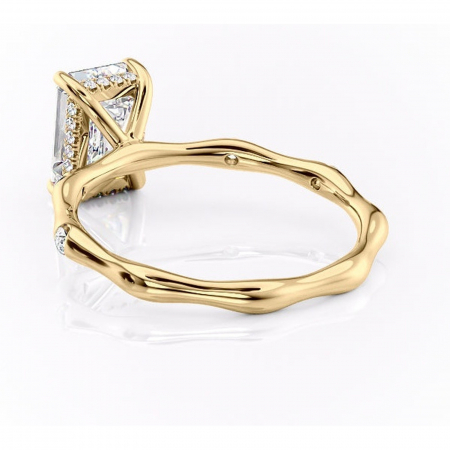 Inel de logodnă Bijou din aur Galben 14kt cu moissanite tăietură smarald – Pietre laterale rafinată pentru profil înalt | Personalizează și configurează gratuit online [3]
