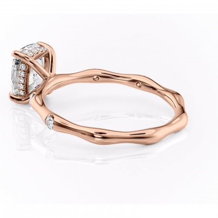 Inel de logodnă Bijou din aur Rose 14kt cu moissanite tăietură asscher – Pietre laterale rafinată pentru profil înalt | Personalizează și configurează gratuit online [4]
