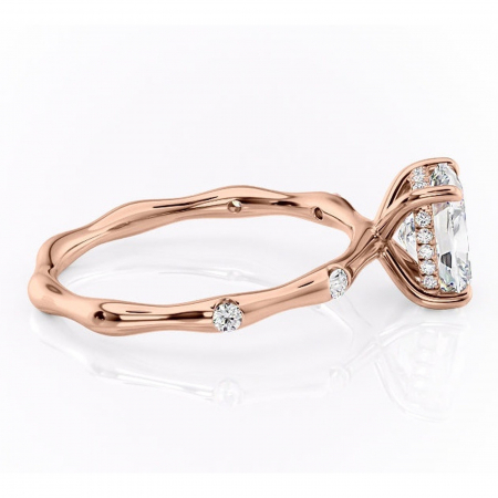 Inel de logodnă Bijou din aur Rose 14kt cu moissanite tăietură asscher – Pietre laterale rafinată pentru profil înalt | Personalizează și configurează gratuit online [1]