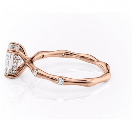 Inel de logodnă Bijou din aur Rose 14kt cu moissanite tăietură asscher – Pietre laterale rafinată pentru profil înalt | Personalizează și configurează gratuit online [5]
