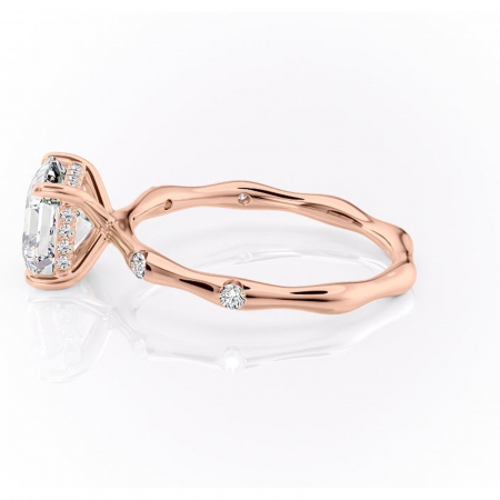 Inel de logodnă Bijou din aur Rose 14kt cu moissanite tăietură asscher – Pietre laterale rafinată pentru profil înalt | Personalizează și configurează gratuit online [5]