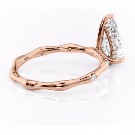 Inel de logodnă Bijou din aur Rose 18kt cu moissanite tăietură pară – Pietre laterale rafinată pentru profil înalt | Personalizează și configurează gratuit online [2]