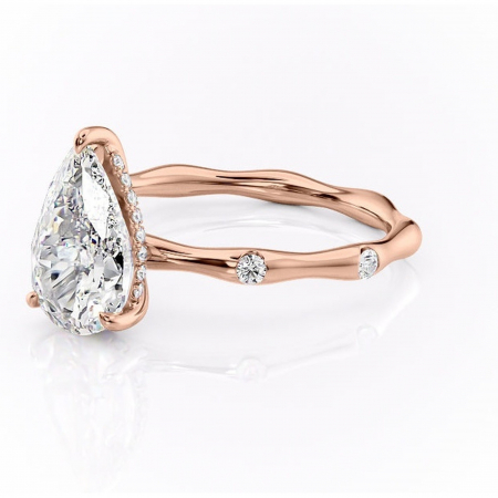 Inel de logodnă Bijou din aur Rose 18kt cu moissanite tăietură pară – Pietre laterale rafinată pentru profil înalt | Personalizează și configurează gratuit online [6]