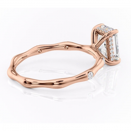 Inel de logodnă Bijou din aur Rose 14kt cu moissanite tăietură radiantă – Pietre laterale rafinată pentru profil înalt | Personalizează și configurează gratuit online [2]