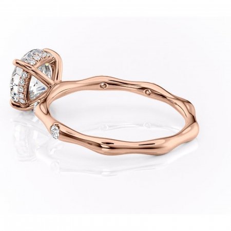 Inel de logodnă Bijou din aur Rose 14kt cu moissanite tăietură rotundă – Pietre laterale rafinată pentru profil înalt | Personalizează și configurează gratuit online [4]