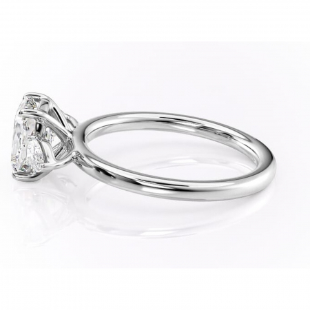 Inel de logodnă Blanche din aur Alb 14kt cu moissanite tăietură asscher – Montură cu trei pietre rafinată pentru profil înalt | Personalizează și configurează gratuit online [5]