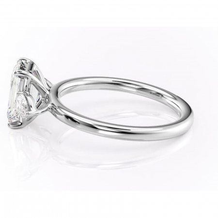 Inel de logodnă Blanche din aur Alb 14kt cu moissanite tăietură smarald – Montură cu trei pietre rafinată pentru profil înalt | Personalizează și configurează gratuit online [5]