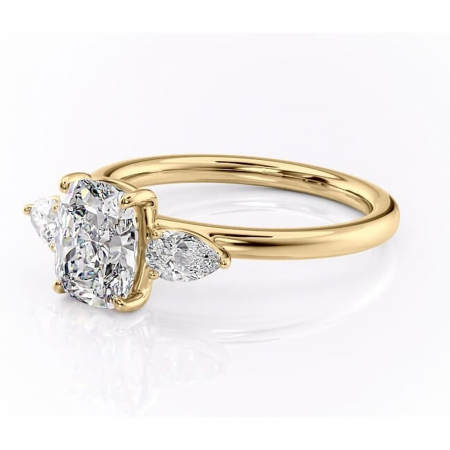 Inel de logodnă Blanche din aur Galben 14kt cu moissanite tăietură asscher – Montură cu trei pietre rafinată pentru profil înalt | Personalizează și configurează gratuit online [6]