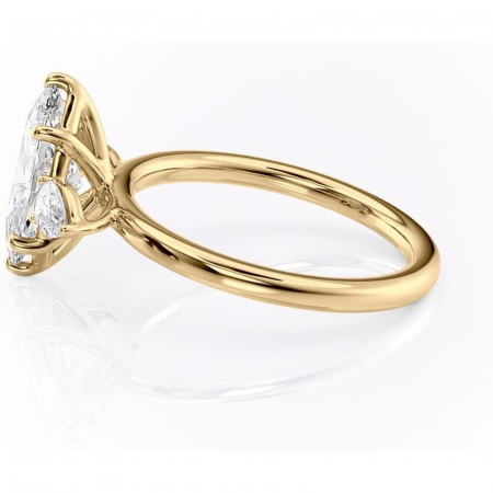 Inel de logodnă Blanche din aur Galben 14kt cu moissanite tăietură marquise – Montură cu trei pietre rafinată pentru profil înalt | Personalizează și configurează gratuit online [5]