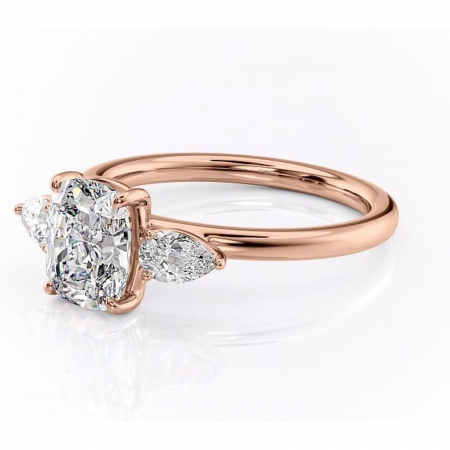 Inel de logodnă Blanche din aur Rose 14kt cu moissanite tăietură asscher – Montură cu trei pietre rafinată pentru profil înalt | Personalizează și configurează gratuit online [6]