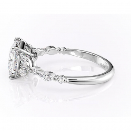 Inel de logodnă Bloom din aur Alb 18kt cu moissanite tăietură princess – Montură cu trei pietre rafinată pentru profil mediu | Personalizează și configurează gratuit online [5]