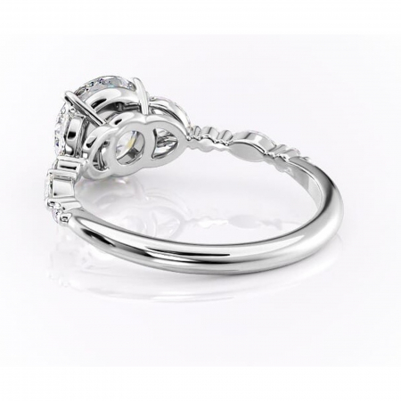Inel de logodnă Bloom din aur Alb 14kt cu moissanite tăietură rotundă – Montură cu trei pietre rafinată pentru profil mediu | Personalizează și configurează gratuit online [3]