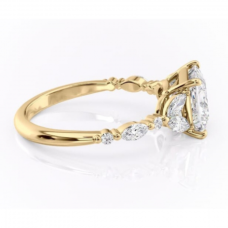 Inel de logodnă Bloom din aur Galben 14kt cu moissanite tăietură princess – Montură cu trei pietre rafinată pentru profil mediu | Personalizează și configurează gratuit online [1]