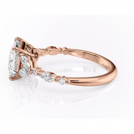 Inel de logodnă Bloom din aur Rose 18kt cu moissanite tăietură princess – Montură cu trei pietre rafinată pentru profil mediu | Personalizează și configurează gratuit online [5]