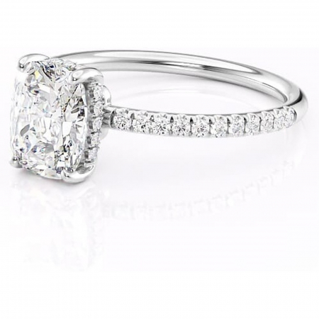 Inel de logodnă Brielle din aur Alb 14kt cu moissanite tăietură pernă – Montură Kamellie joasă rafinată pentru profil jos | Personalizează și configurează gratuit online [6]