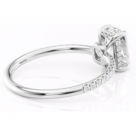 Inel de logodnă Brielle din aur Alb 14kt cu moissanite tăietură pernă – Montură Kamellie joasă rafinată pentru profil jos | Personalizează și configurează gratuit online [2]