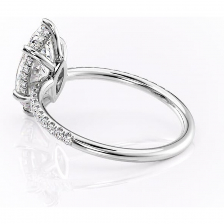 Inel de logodnă Brielle din aur Alb 14kt cu moissanite tăietură marquise – Montură Kamellie joasă rafinată pentru profil jos | Personalizează și configurează gratuit online [4]