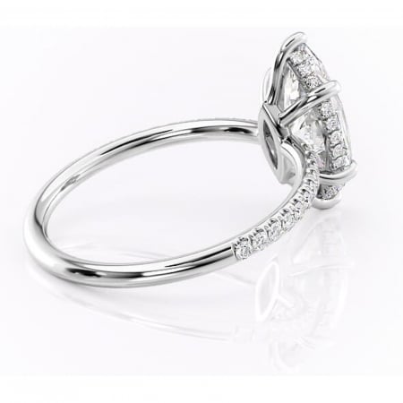 Inel de logodnă Brielle din aur Alb 14kt cu moissanite tăietură marquise – Montură Kamellie joasă rafinată pentru profil jos | Personalizează și configurează gratuit online [2]