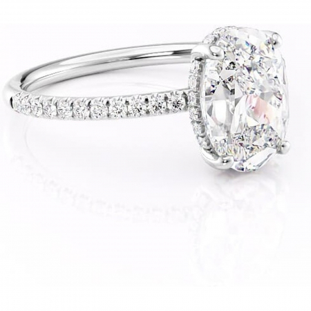 Ovală - Inel de logodnă Brielle din aur Alb 14kt cu moissanite tăietură ovală – Montură Kamellie joasă rafinată pentru profil jos | Personalizează și configurează gratuit online