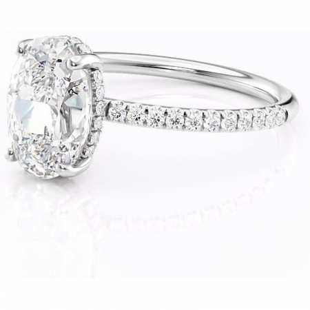 Inel de logodnă Brielle din aur Alb 14kt cu moissanite tăietură ovală – Montură Kamellie joasă rafinată pentru profil jos | Personalizează și configurează gratuit online [6]